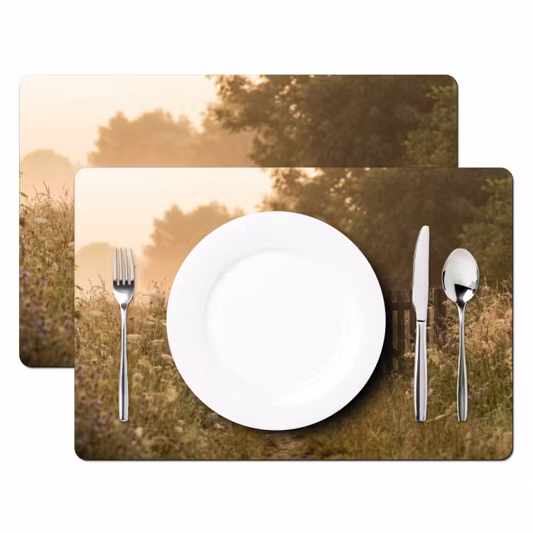 Placemat - 6 stuks - Hek - Natuur - Mist - Veld — 2