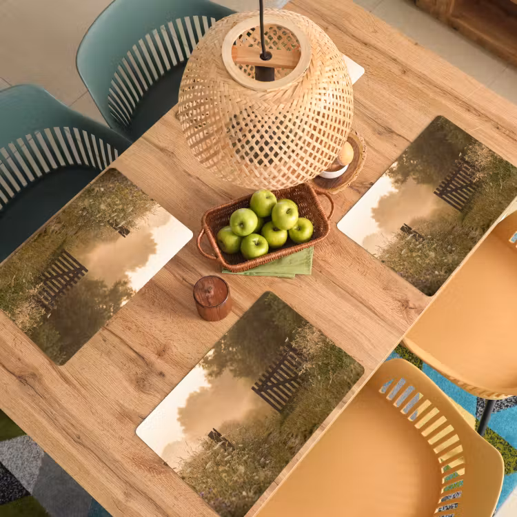 Placemat - 6 stuks - Hek - Natuur - Mist - Veld — 6