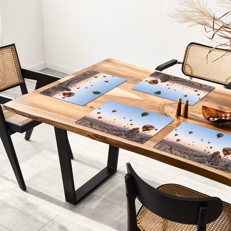 Placemat - 6 stuks - Luchtballonnen - Rotsen - Zonsopgang — 5
