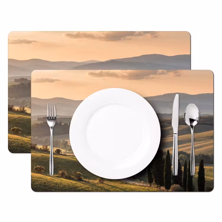 Placemat - 6 stuks - Toscaans - Landschap - Heuvels — 2