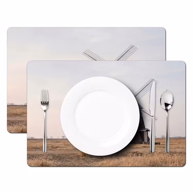 Placemat - 6 stuks - Windmolens - Landschap - Veld — 2