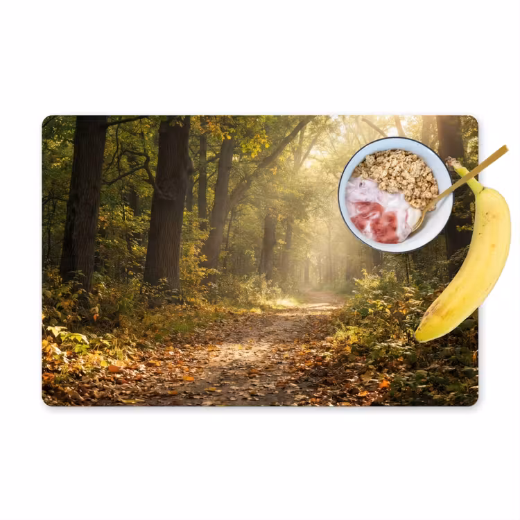 Placemat - 6 stuks - Zonlicht - Bospad - Bomen — 1