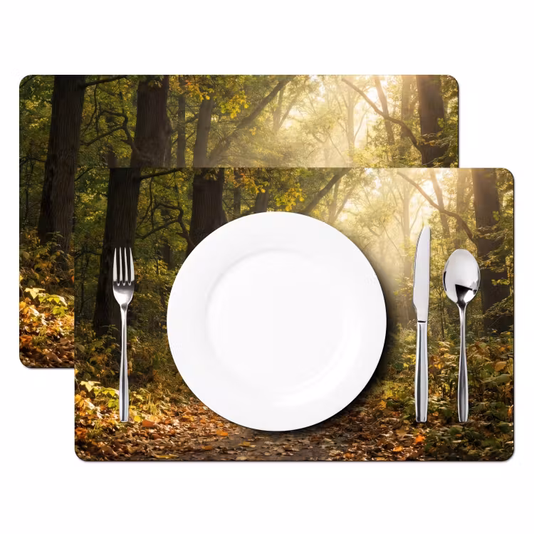 Placemat - 6 stuks - Zonlicht - Bospad - Bomen — 2