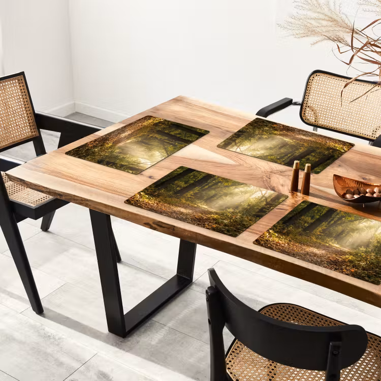 Placemat - 6 stuks - Zonlicht - Bospad - Bomen — 5