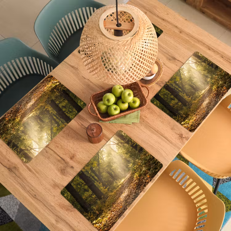 Placemat - 6 stuks - Zonlicht - Bospad - Bomen — 6