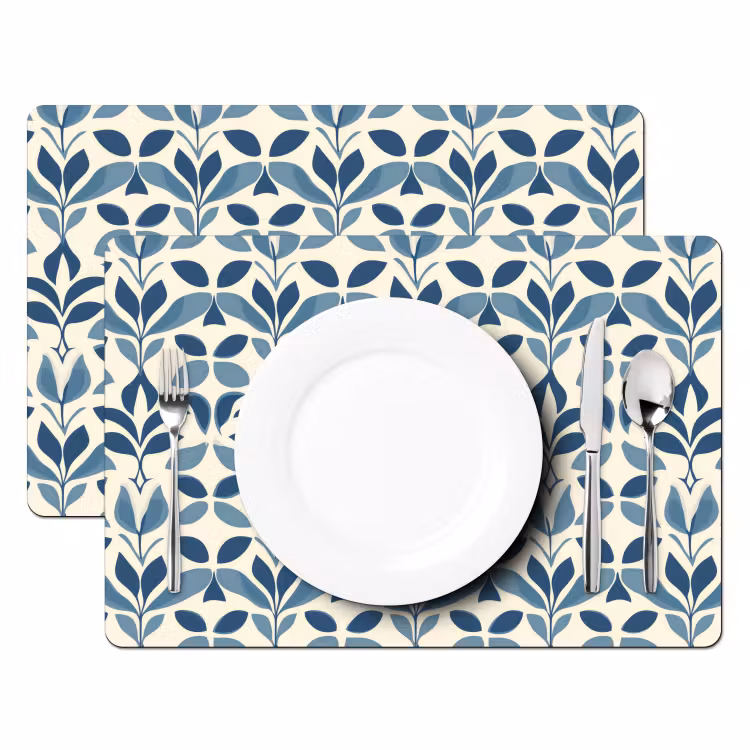 Placemat - 6 stuks - Flora - Modern - Blauw — 2