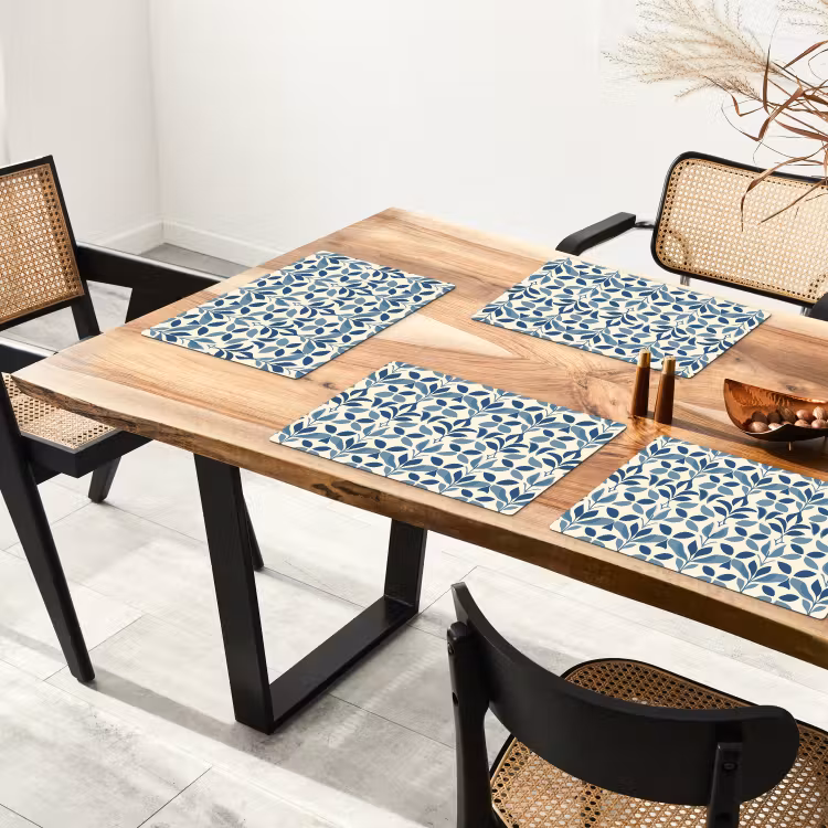 Placemat - 6 stuks - Flora - Modern - Blauw — 5