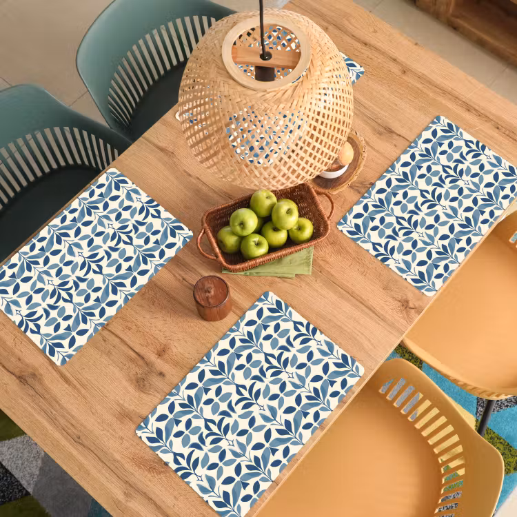 Placemat - 6 stuks - Flora - Modern - Blauw — 6