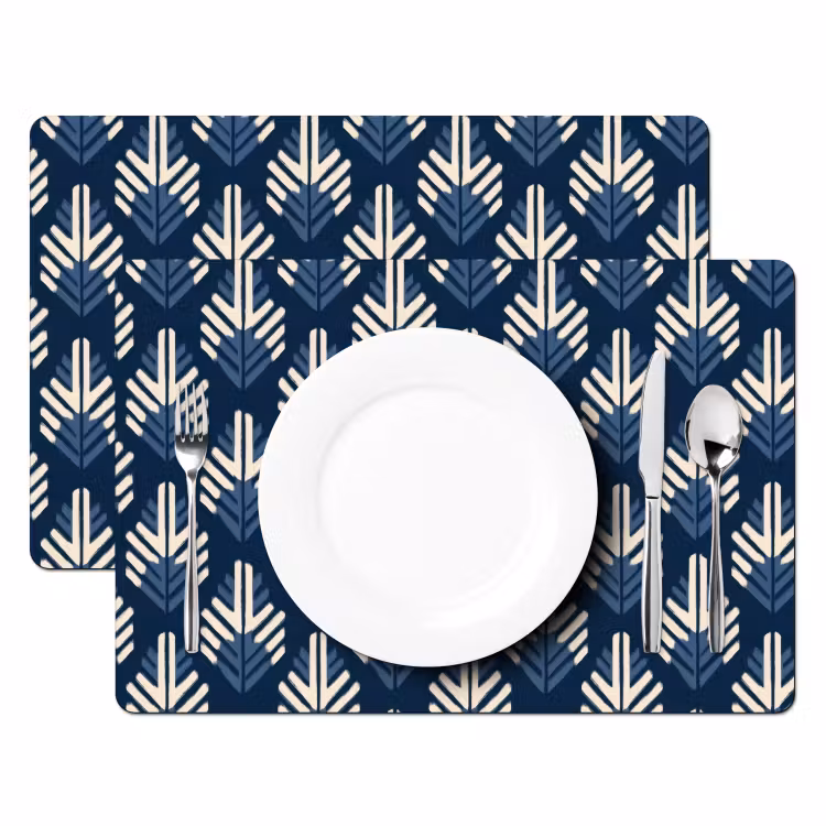 Placemat - 6 stuks - Modern - Patroon - Blauw — 2