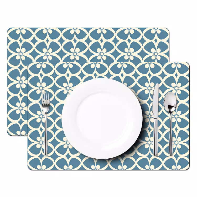 Placemat - 6 stuks - Patroon - Symmetrisch - Blauw — 2