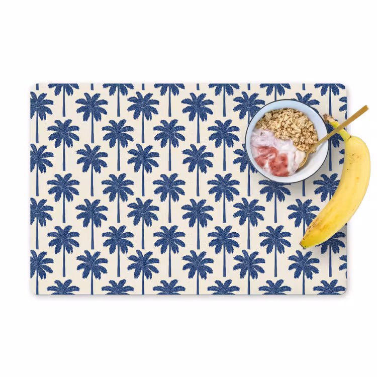 Placemat - 6 stuks - Symmetrisch - Palm - Blauw — 1