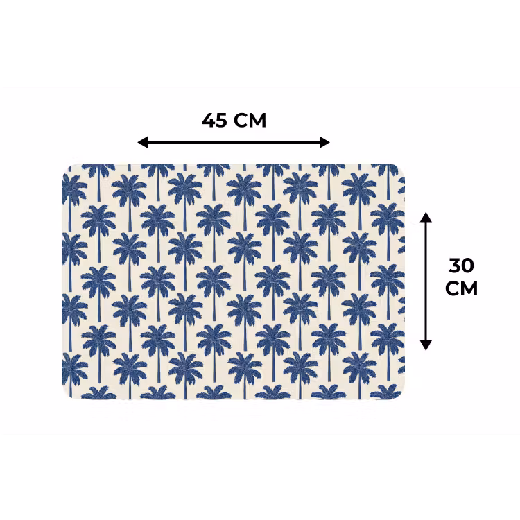 Placemat - 6 stuks - Symmetrisch - Palm - Blauw — 3