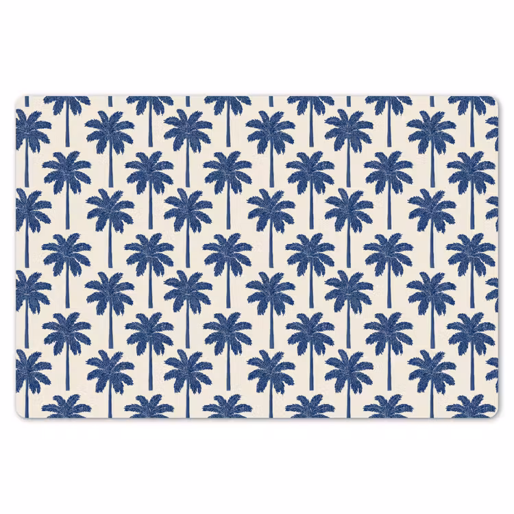 Placemat - 6 stuks - Symmetrisch - Palm - Blauw — 7