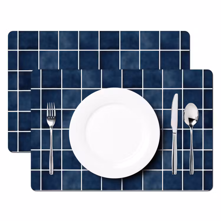 Placemat - 6 stuks - Tegel - Modern - Blauw — 2