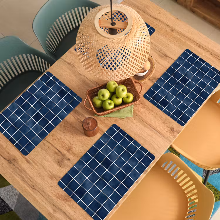 Placemat - 6 stuks - Tegel - Modern - Blauw — 6