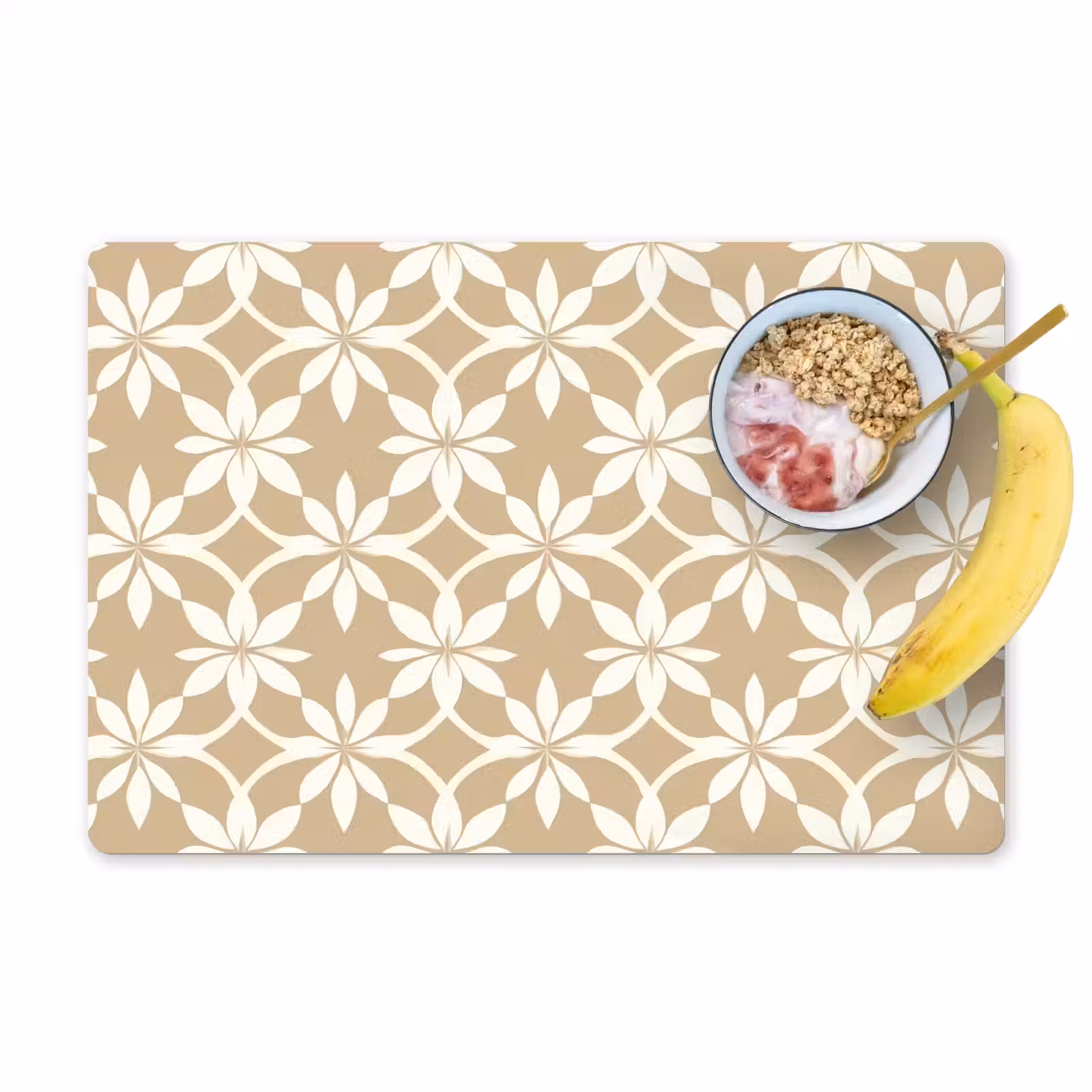 Placemat - 6 stuks - Bloemen - Patroon - Beige — 1