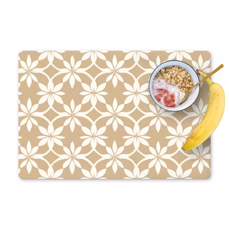 Placemat - 6 stuks - Bloemen - Patroon - Beige — 1