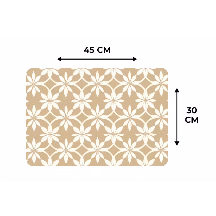 Placemat - 6 stuks - Bloemen - Patroon - Beige — 3