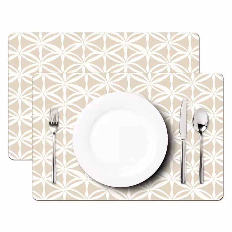Placemat - 6 stuks - Motief - Modern - Beige — 2