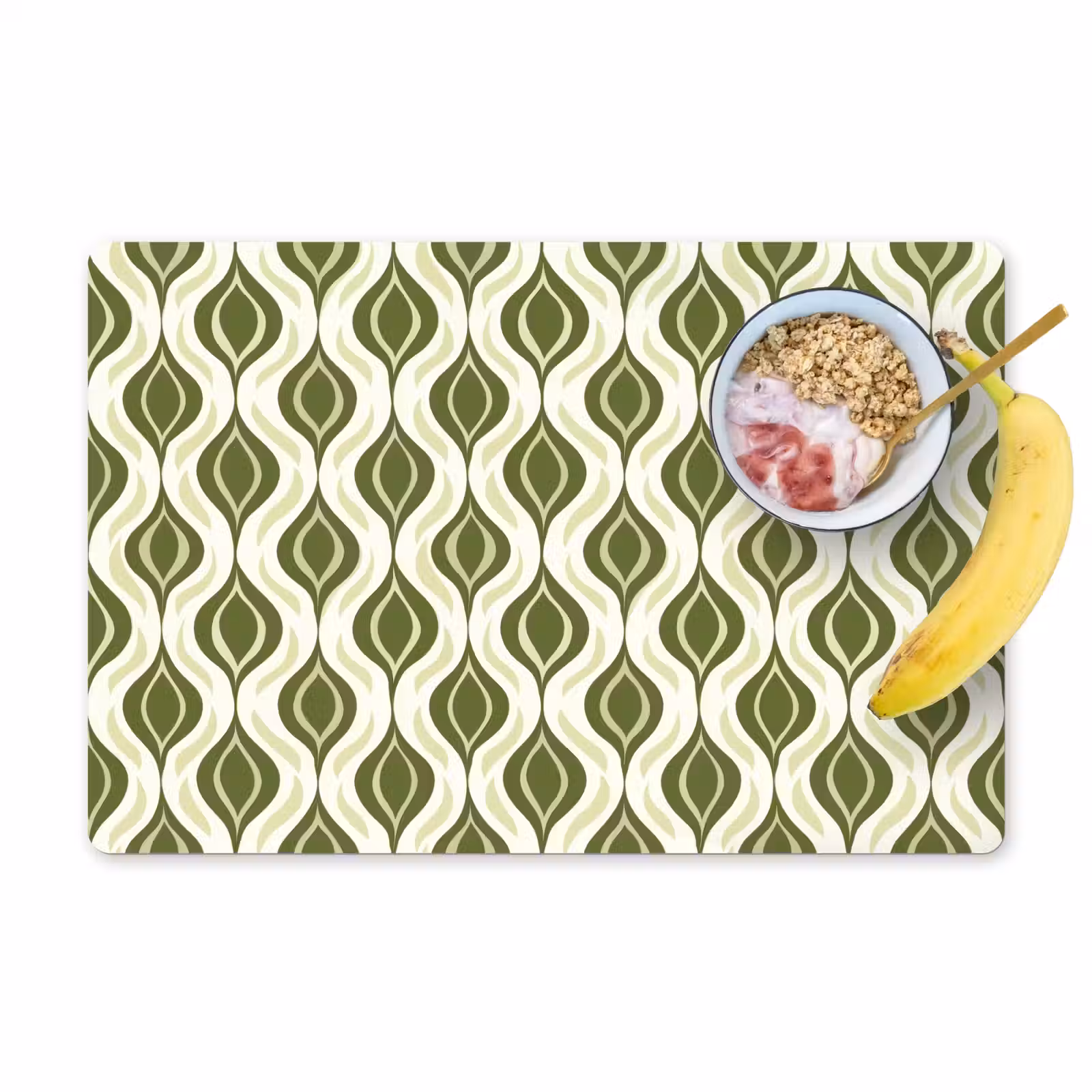 Placemat - 6 stuks - Patroon - Retro - Groen — 1