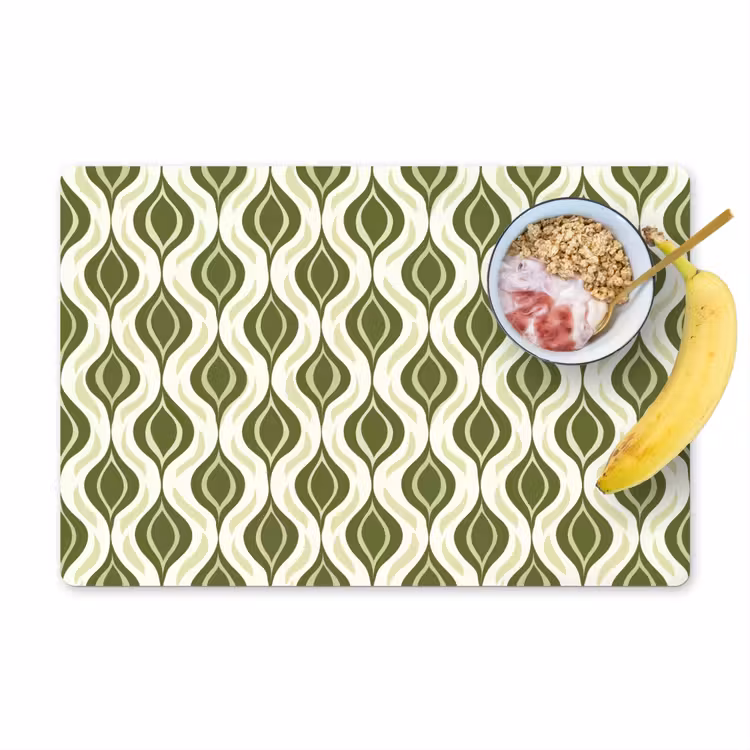 Placemat - 6 stuks - Patroon - Retro - Groen — 1