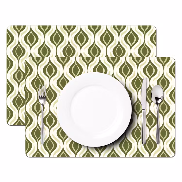Placemat - 6 stuks - Patroon - Retro - Groen — 2