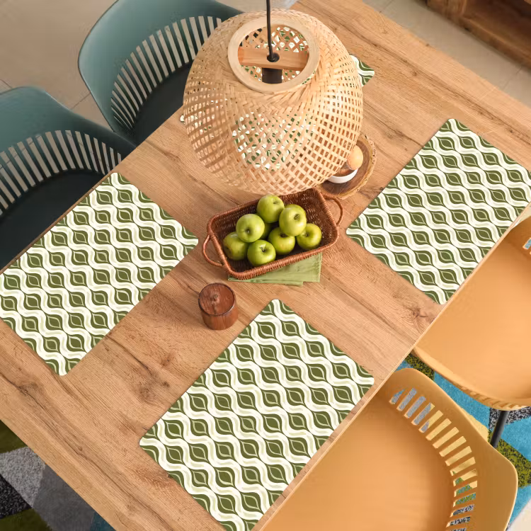 Placemat - 6 stuks - Patroon - Retro - Groen — 6