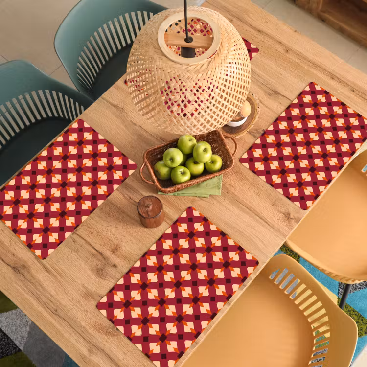 Placemat - 6 stuks - Retro - Patroon - Kleurrijk — 6