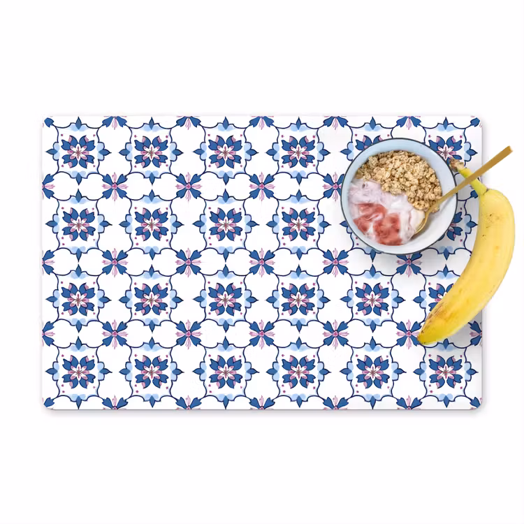 Placemat - 6 stuks - Modern - Patroon - Blauw - Roze — 1
