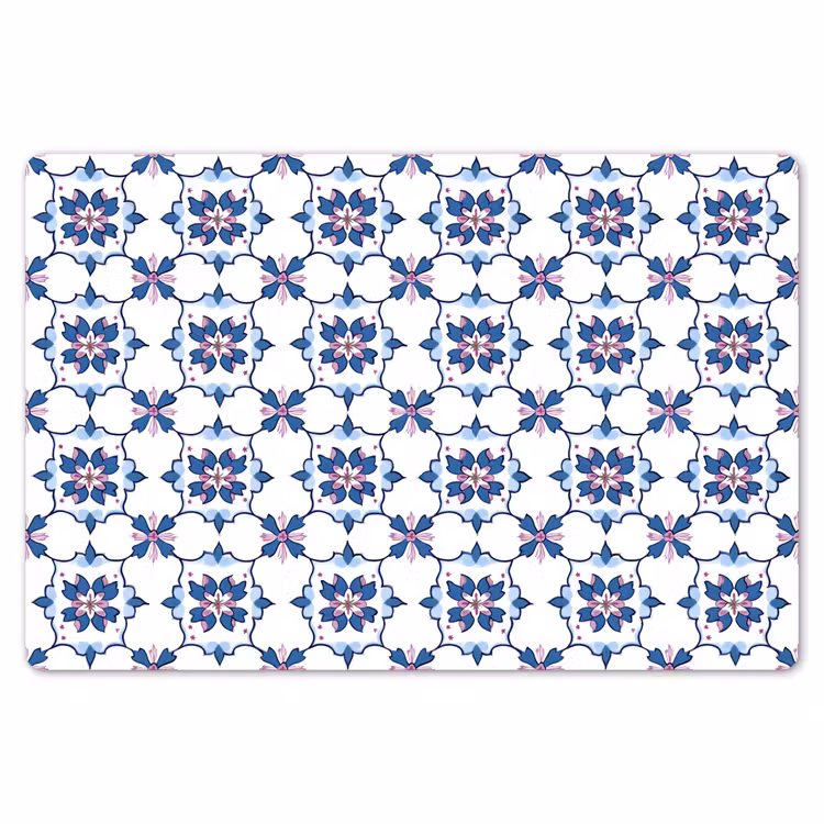 Placemat - 6 stuks - Modern - Patroon - Blauw - Roze — 7