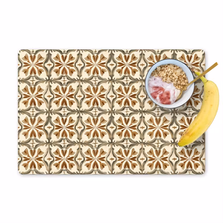 Placemat - 6 stuks - Siertegel - Patroon - Bruin — 1