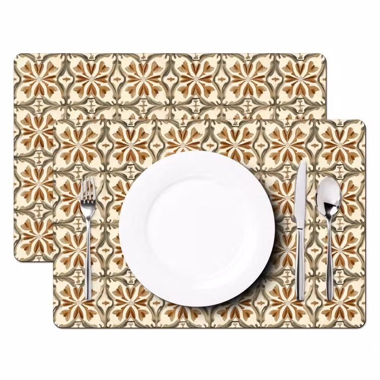 Placemat - 6 stuks - Siertegel - Patroon - Bruin — 2