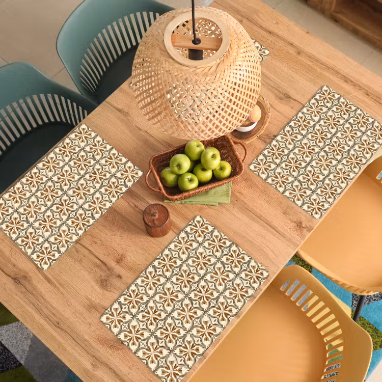 Placemat - 6 stuks - Siertegel - Patroon - Bruin — 6