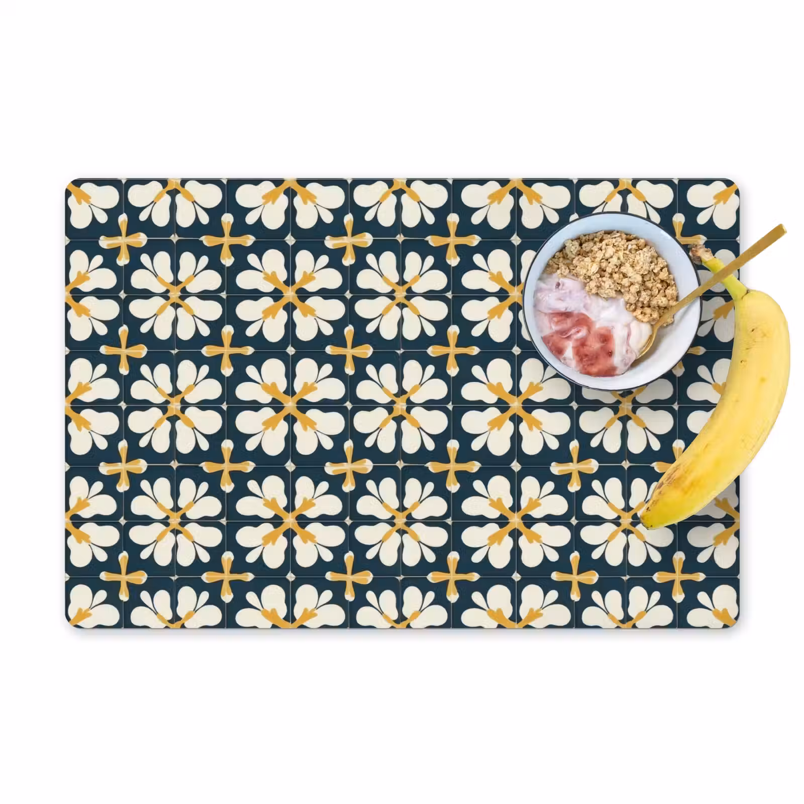 Placemat - 6 stuks - Motief - Tegel - Okergeel — 1