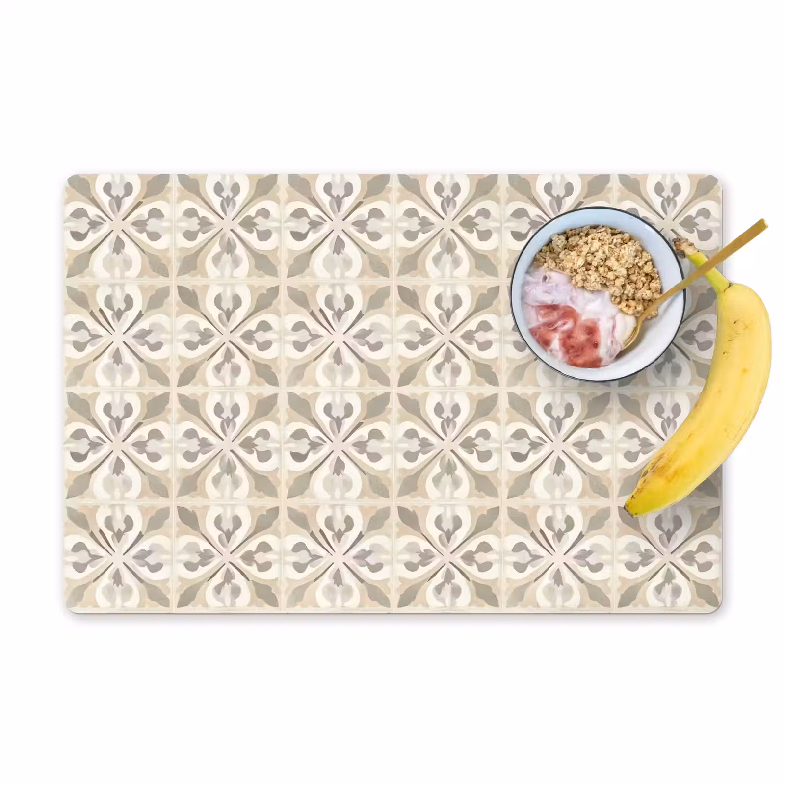 Placemat - 6 stuks - Tegel - Motief - Beige — 1