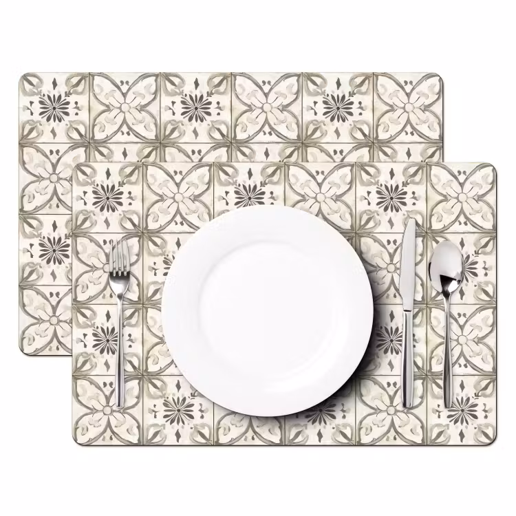 Placemat - 6 stuks - Antiek - Tegel - Beige — 2