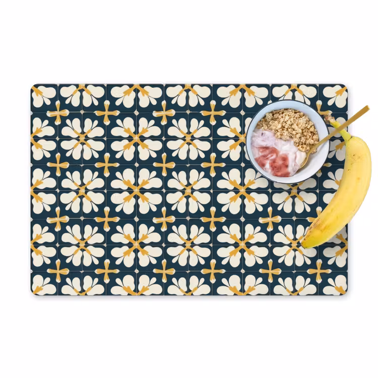 Placemat - 6 stuks - Motief - Tegel - Okergeel — 1