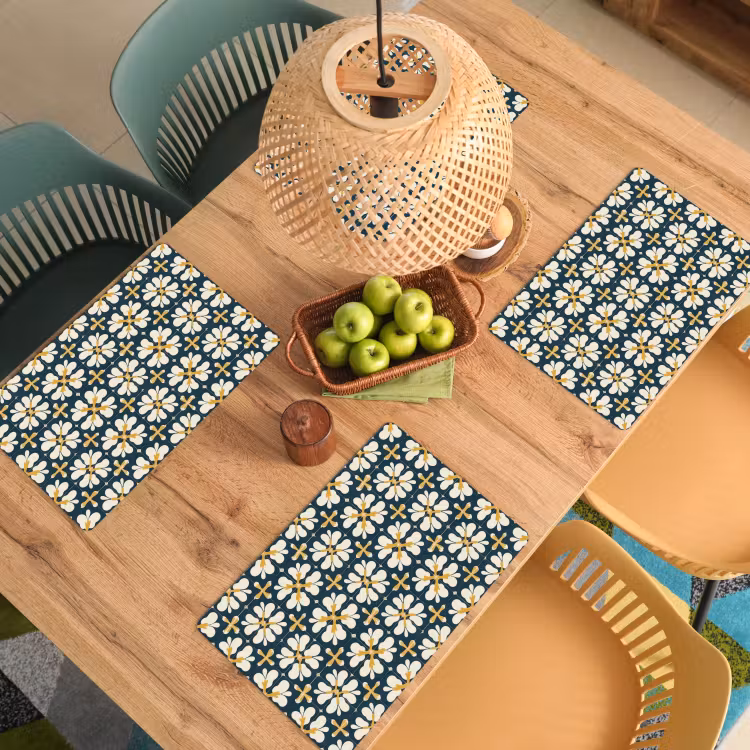 Placemat - 6 stuks - Motief - Tegel - Okergeel — 6