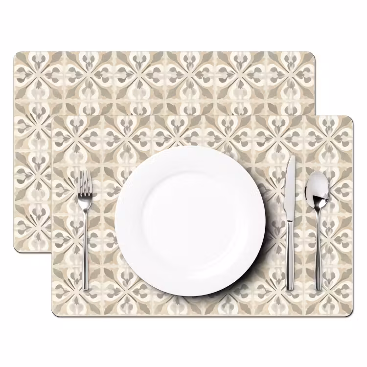 Placemat - 6 stuks - Tegel - Motief - Beige — 2