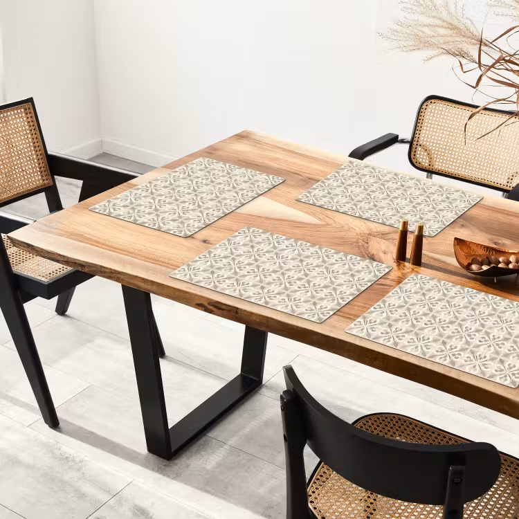 Placemat - 6 stuks - Tegel - Motief - Beige — 5