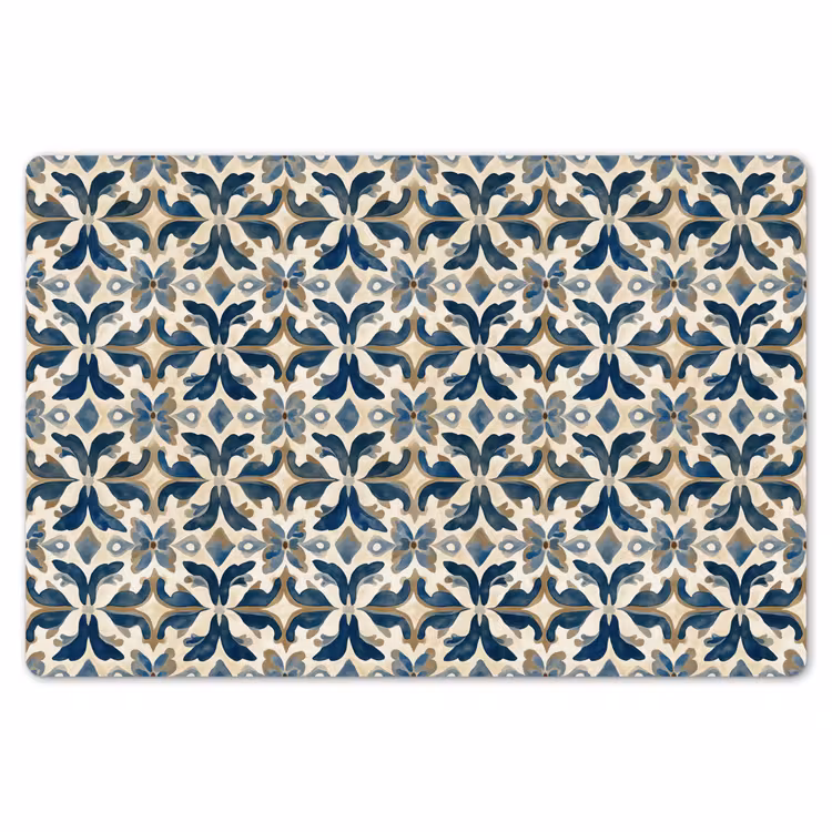 Placemat - 6 stuks - Tegel - Patroon - Blauw - Beige — 7