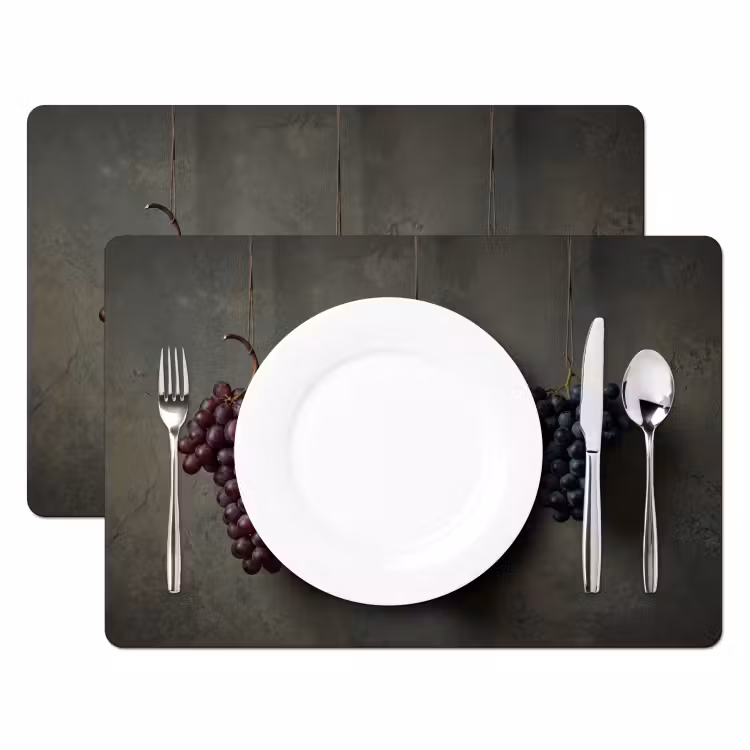 Placemat - 6 stuks - Druiven - Kleurrijk - Muur — 2
