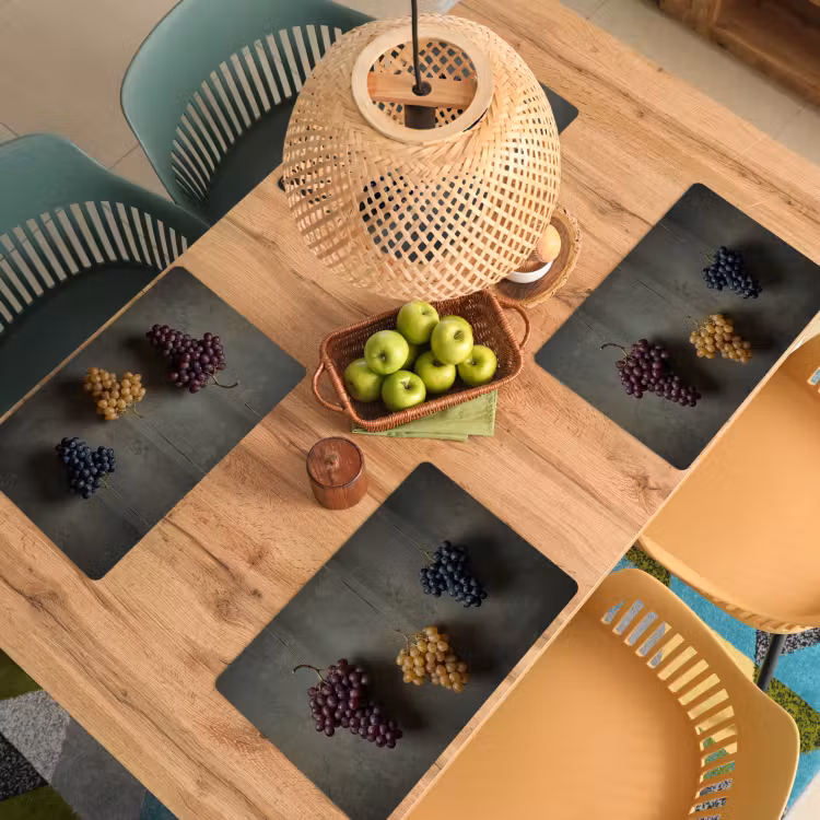 Placemat - 6 stuks - Druiven - Kleurrijk - Muur — 6