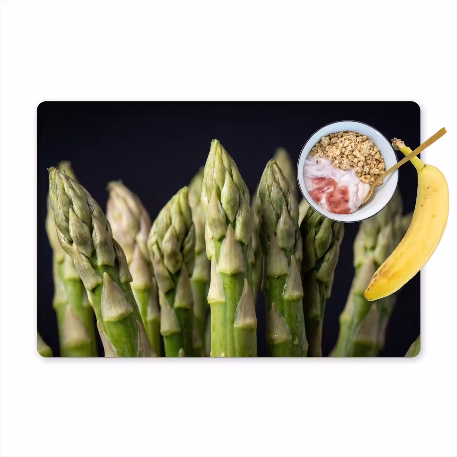 Placemat - 6 stuks - Asperges - Groen - Zwart — 1