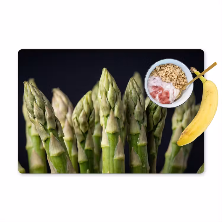 Placemat - 6 stuks - Asperges - Groen - Zwart — 1