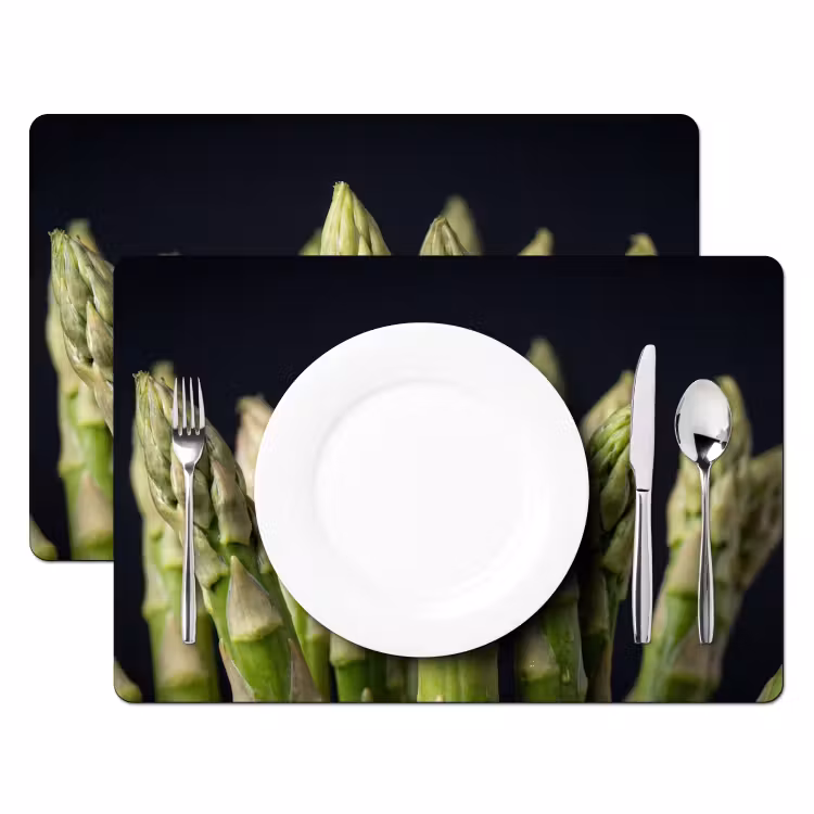Placemat - 6 stuks - Asperges - Groen - Zwart — 2