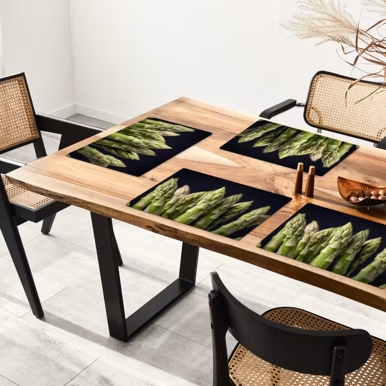 Placemat - 6 stuks - Asperges - Groen - Zwart — 5