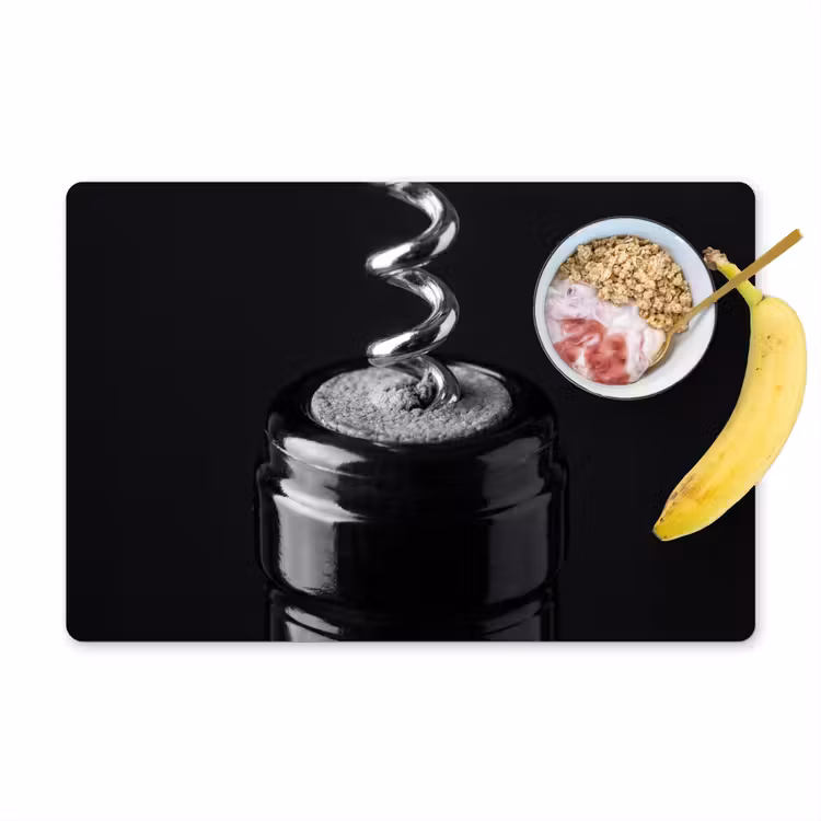 Placemat - 6 stuks - Kurkentrekker - Wijn - Zwart - Wit — 1