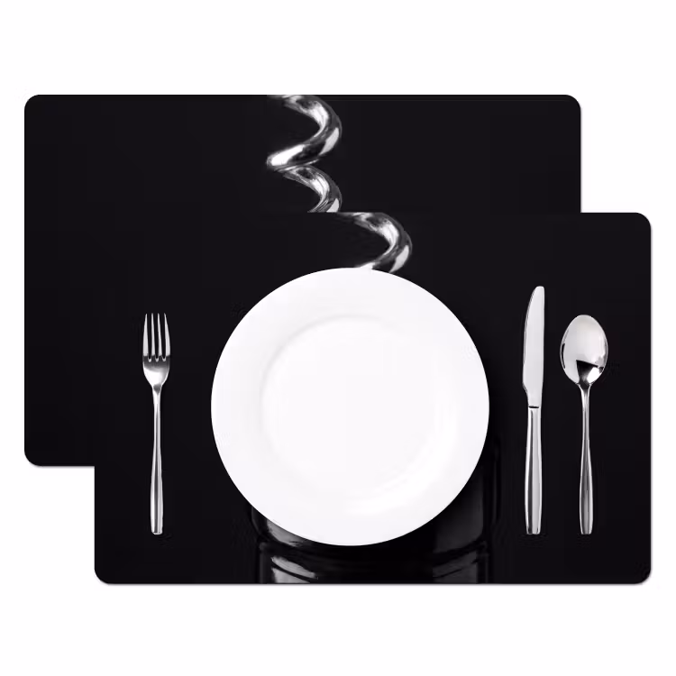 Placemat - 6 stuks - Kurkentrekker - Wijn - Zwart - Wit — 2