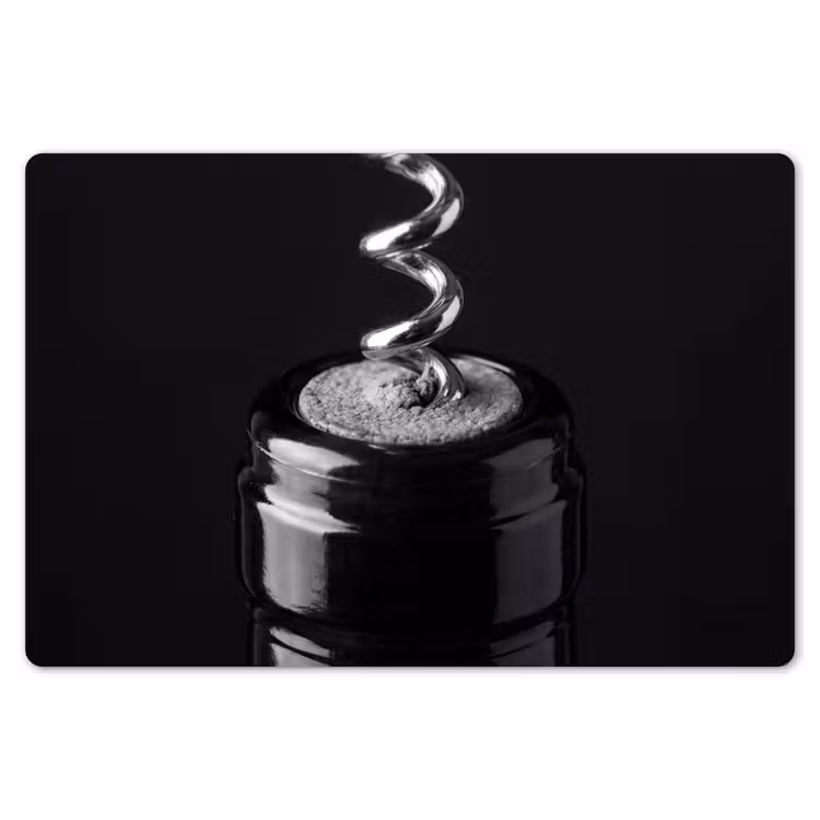 Placemat - 6 stuks - Kurkentrekker - Wijn - Zwart - Wit — 7